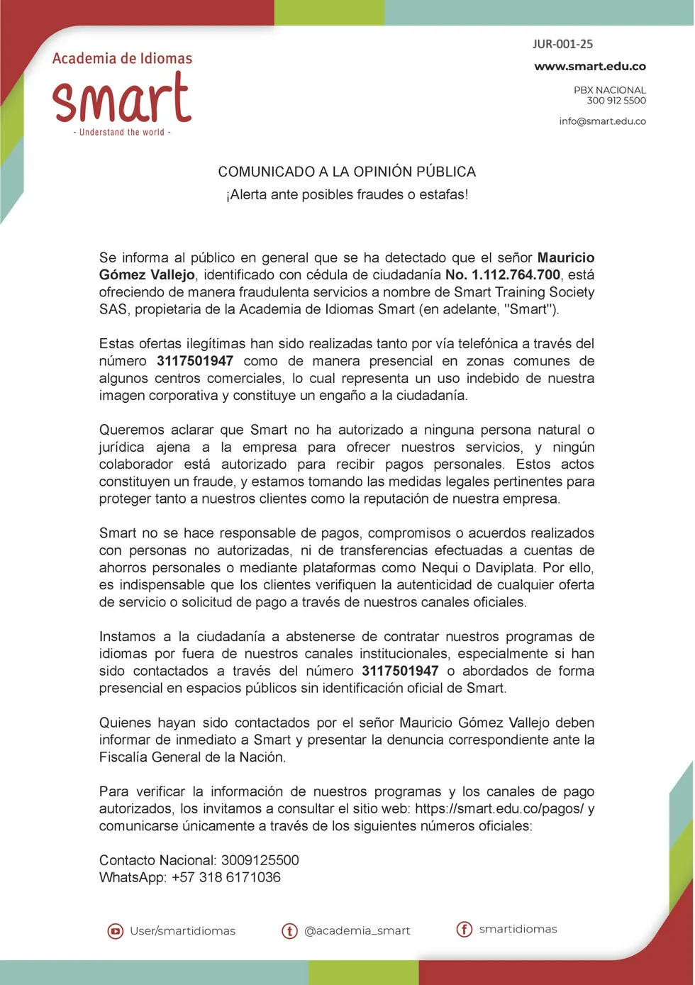 Comunicado Antifraude - Página 1